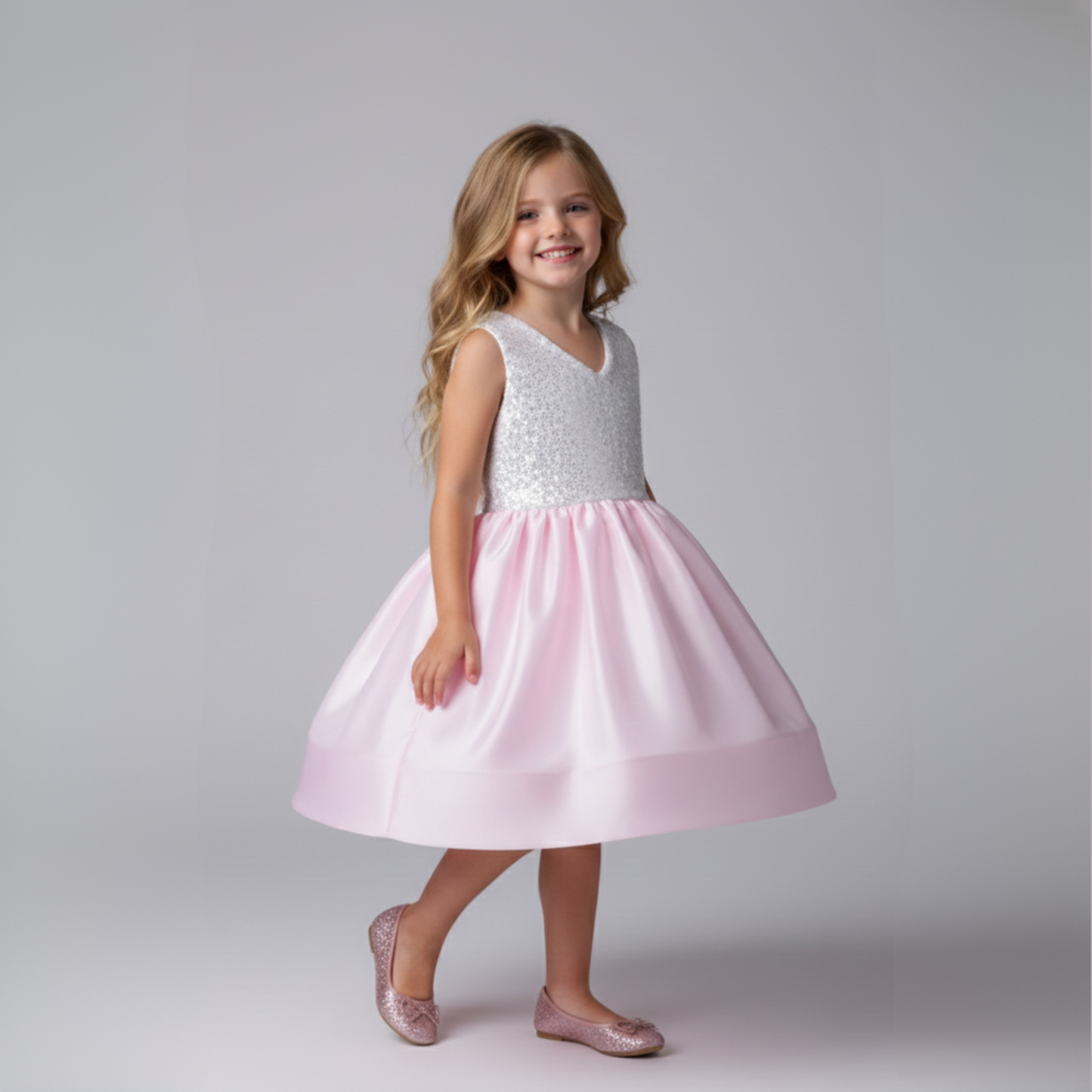 SPARKLE FLOWER | Shimmer Organza Sleeveless Party Dress